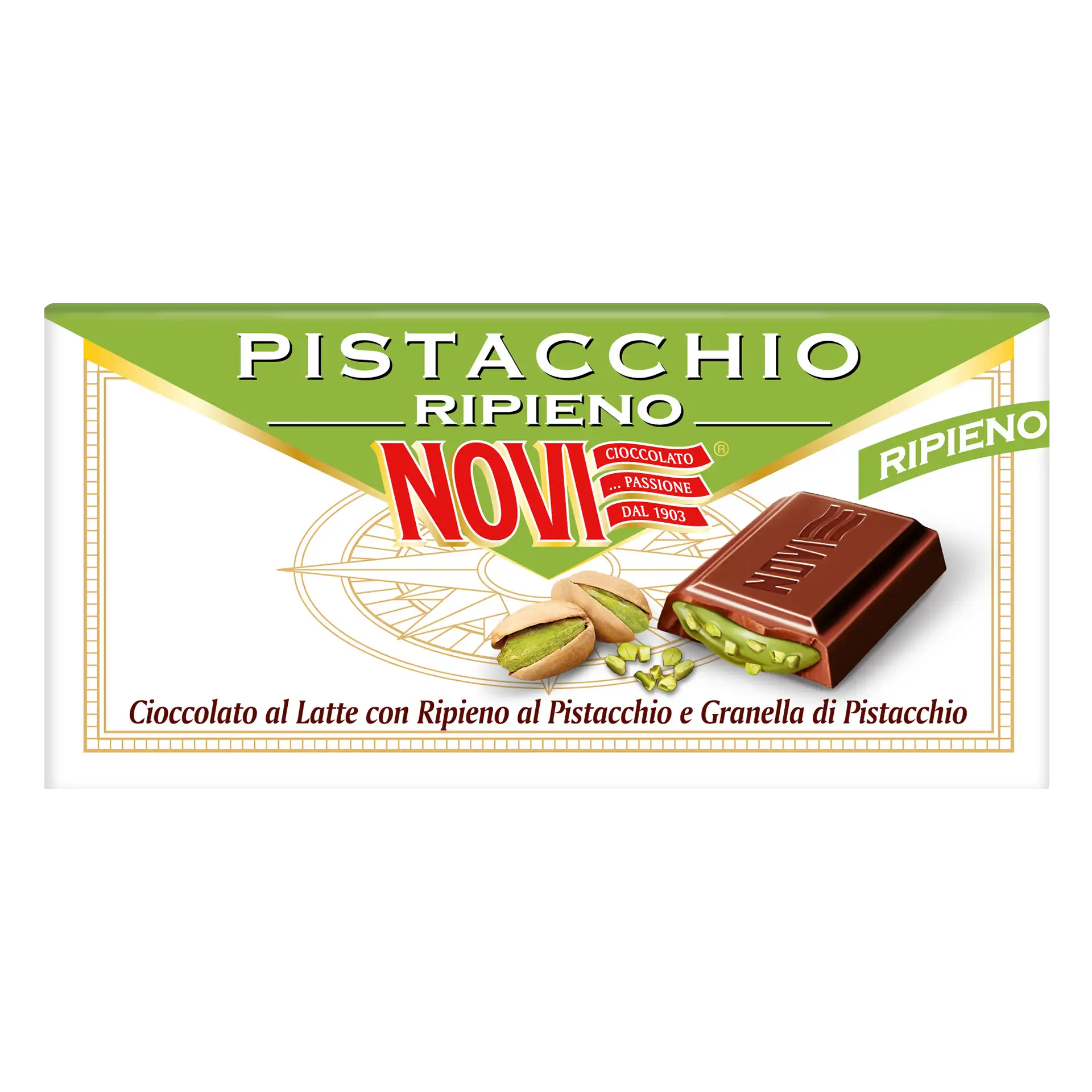 Novi Tavoletta al Latte con Ripieno Pistacchio 105g